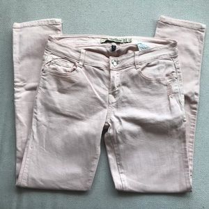 Zara Trafaluc Blush Pink Distressed Skinny Jeans